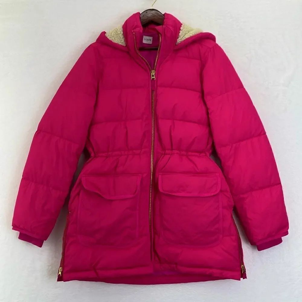 J.Crew Chateau Neon Pink Puffer Jacket